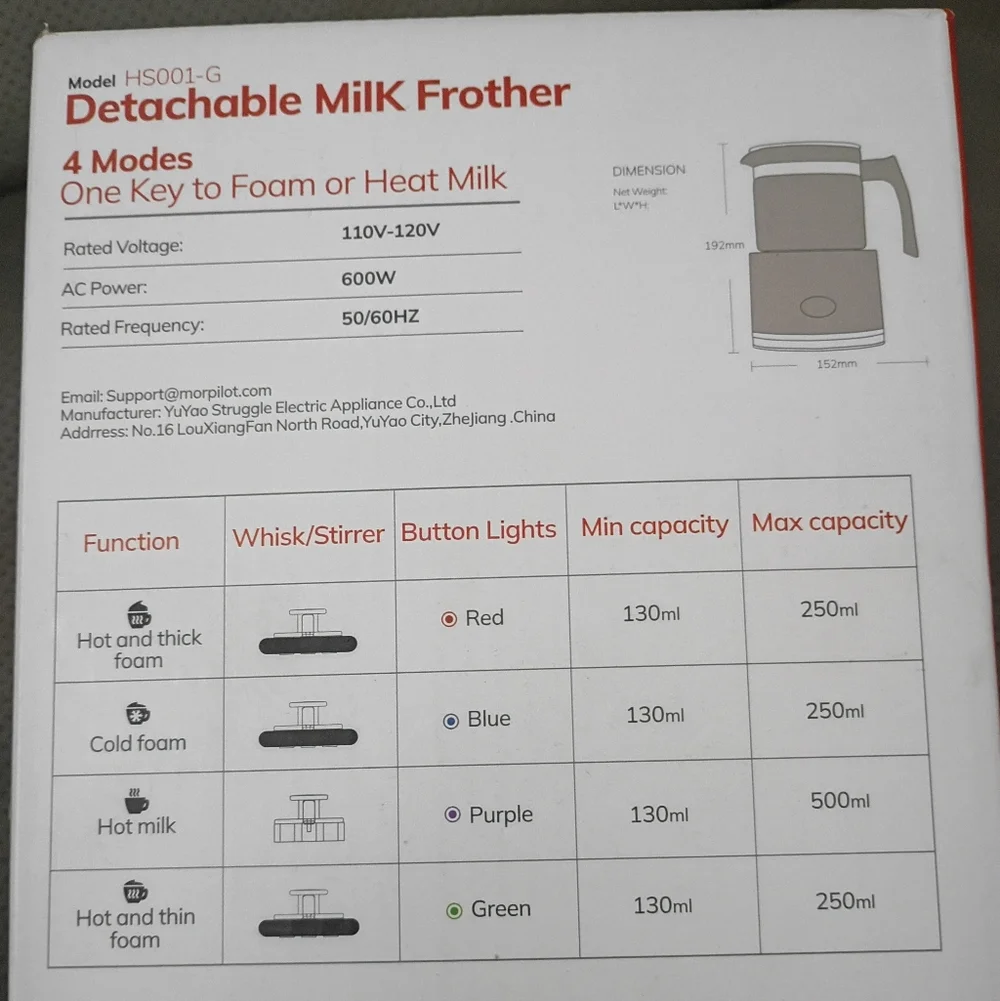 Morpilot Electric Milk Frother (White) - Picture 4 of 5